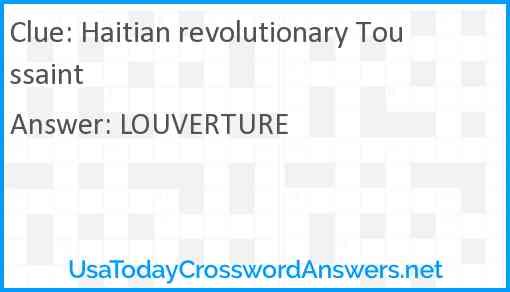 Haitian revolutionary Toussaint Answer