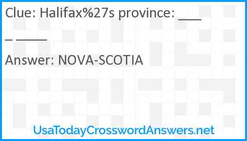 Halifax%27s province: ____ ____ Answer