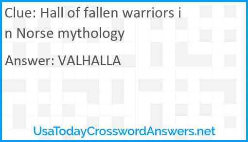 Hall of fallen warriors in Norse mythology Answer