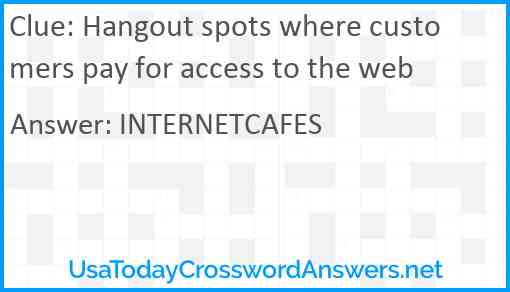 Hangout spots where customers pay for access to the web Answer