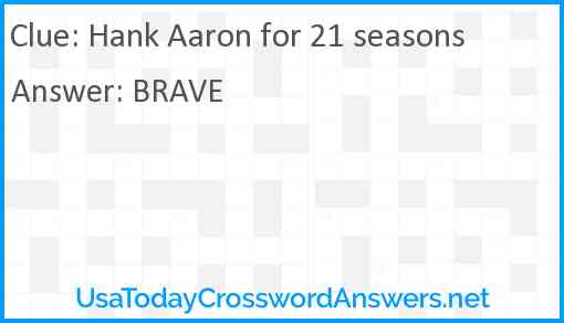 Hank Aaron for 21 seasons Answer