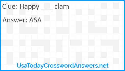 Happy ___ clam Answer