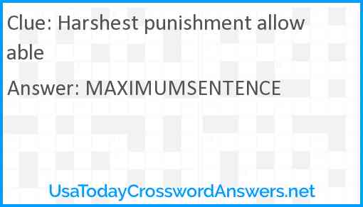 Harshest punishment allowable Answer