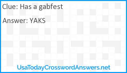 Has a gabfest Answer