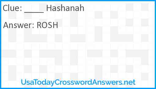 ____ Hashanah Answer