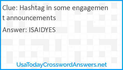 Hashtag in some engagement announcements Answer