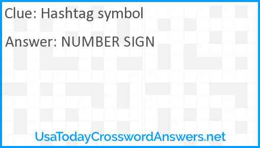 Hashtag symbol crossword clue UsaTodayCrosswordAnswers net