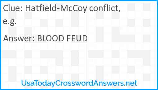 Hatfield-McCoy conflict, e.g. Answer