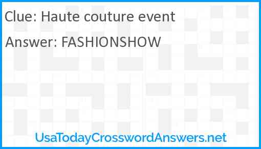 Haute couture event Answer