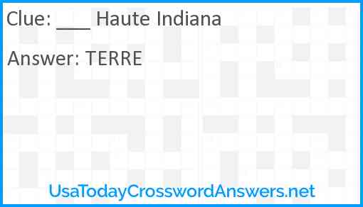 ___ Haute Indiana Answer