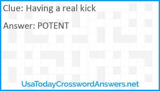 Having a real kick Answer