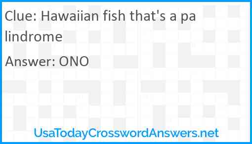 Hawaiian fish that's a palindrome Answer
