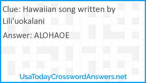 Hawaiian song written by Lili'uokalani Answer