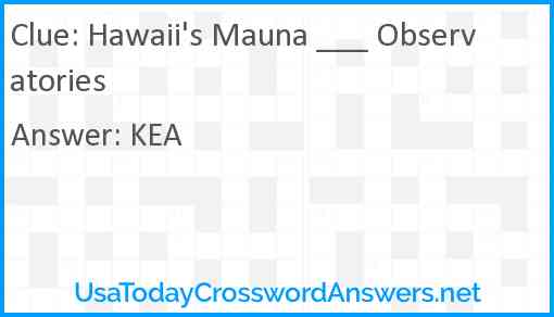 Hawaii's Mauna ___ Observatories Answer