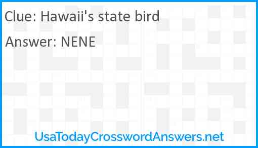 Hawaii's state bird Answer