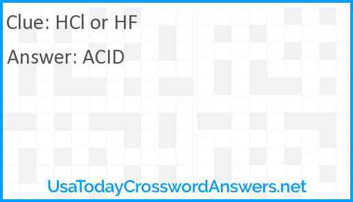 HCl or HF Answer