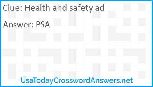 Health and safety ad Answer