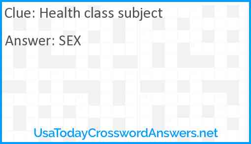 Health class subject Answer