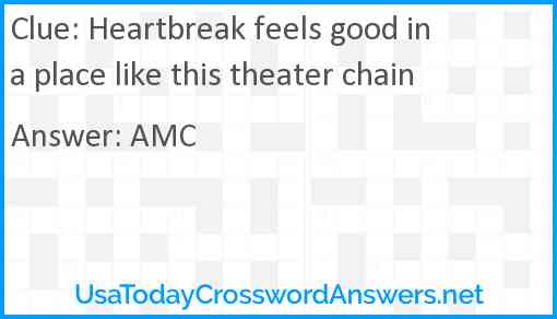 Heartbreak feels good in a place like this theater chain Answer