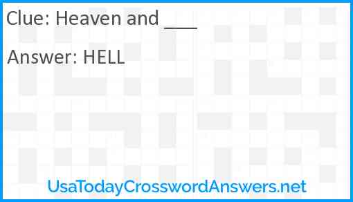 Heaven and ___ Answer