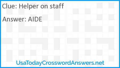 Helper on staff Answer