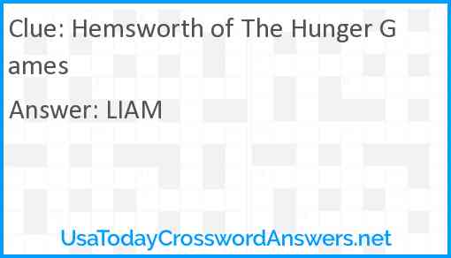 Hemsworth of The Hunger Games Answer