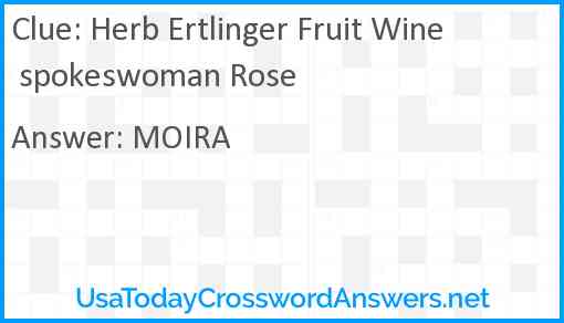 Herb Ertlinger Fruit Wine spokeswoman Rose Answer