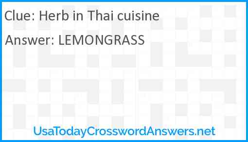 Herb in Thai cuisine Answer