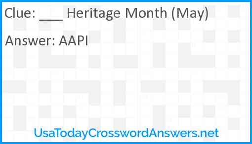 ___ Heritage Month (May) Answer