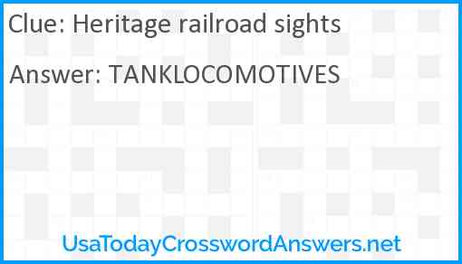 Heritage railroad sights Answer