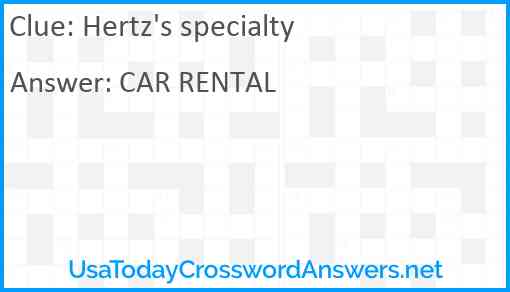 Hertz's specialty Answer