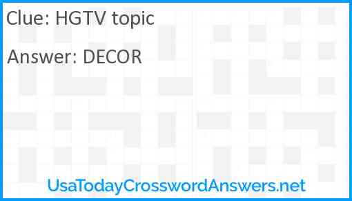 HGTV topic Answer