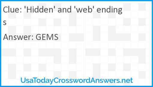 'Hidden' and 'web' endings Answer