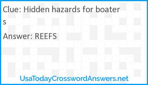 Hidden hazards for boaters Answer