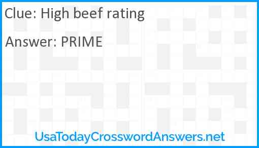 High beef rating Answer