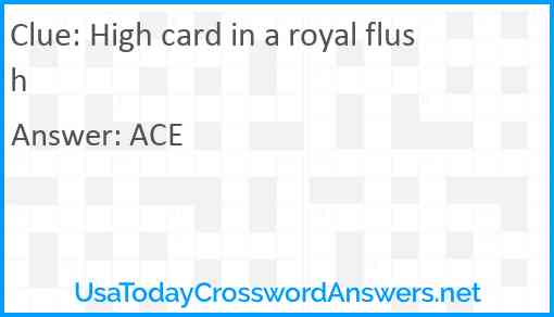 High card in a royal flush Answer