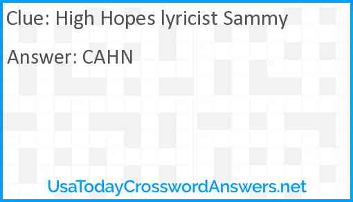 High Hopes lyricist Sammy Answer