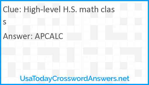 High-level H.S. math class Answer
