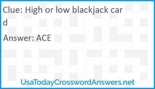 High or low blackjack card Answer