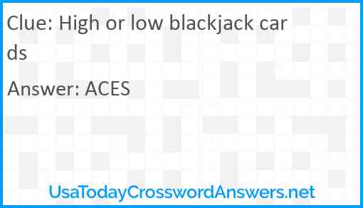 High or low blackjack cards Answer