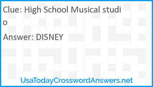 High School Musical studio Answer