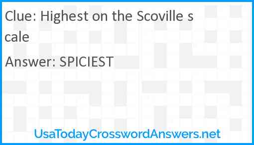 Highest on the Scoville scale Answer