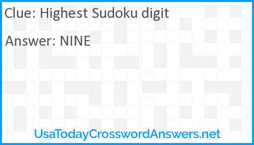 Highest Sudoku digit Answer