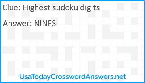 Highest sudoku digits Answer