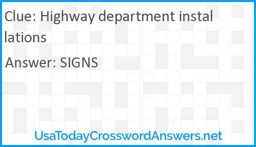 Highway department installations Answer