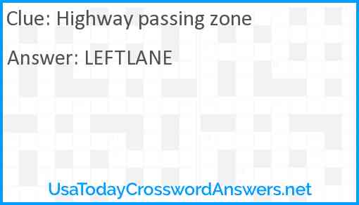 Highway passing zone Answer