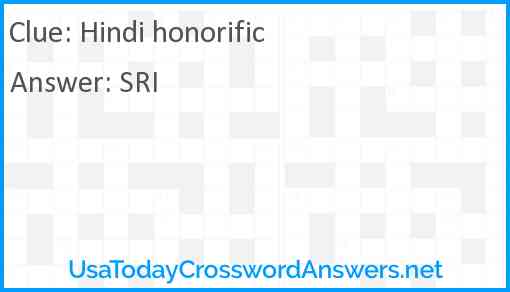 Hindi honorific Answer