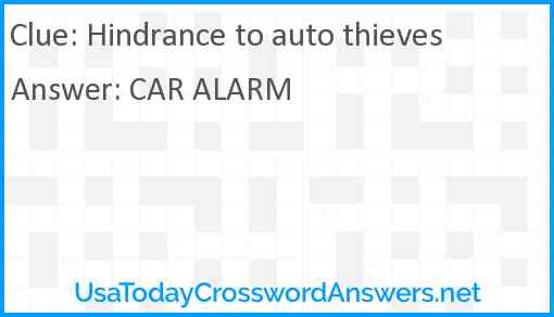 Hindrance to auto thieves Answer