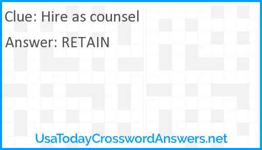 Hire as counsel Answer