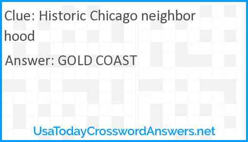 Historic Chicago neighborhood Answer